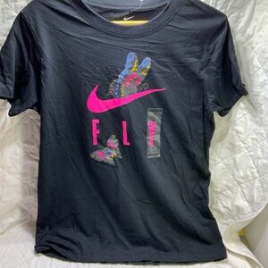 The‎ Nike Tee Youth Size XL Black Sportswear Pink Swoosh Logo Short Sleeve New